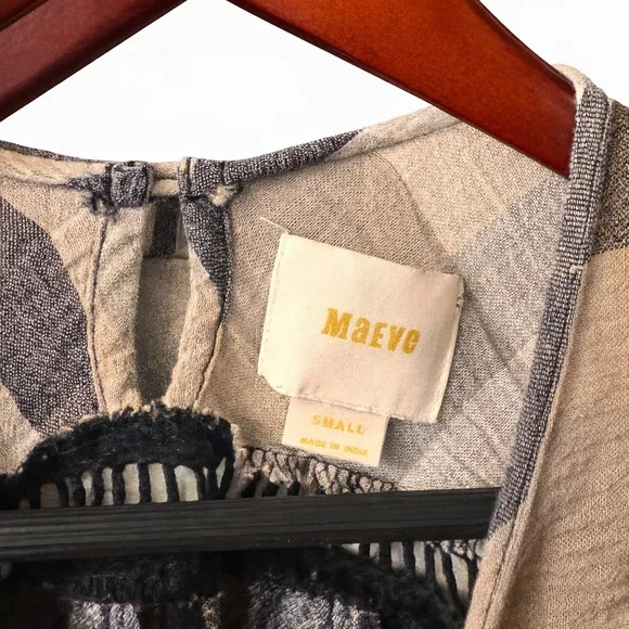 Maeve Anthropologie Plaid Tie Waist Dress Small Cottagecore - Picture 3 of 4